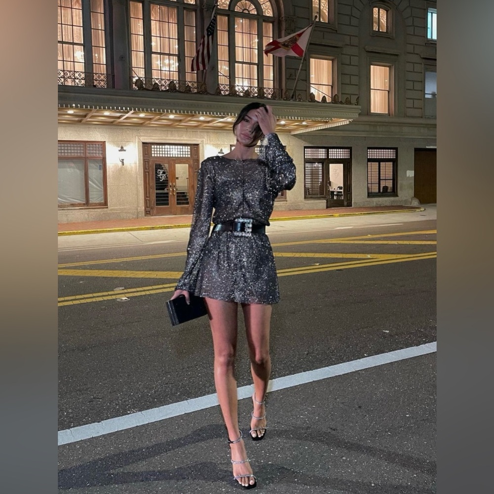 Rhinestone mesh Zara dress